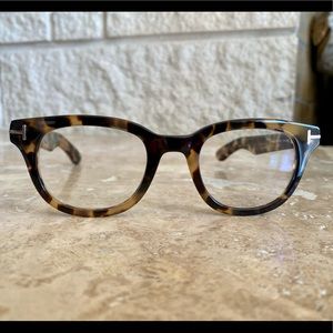 Tom Ford 5558-B 055 Havana Blue Block Eyeglasses 46mm